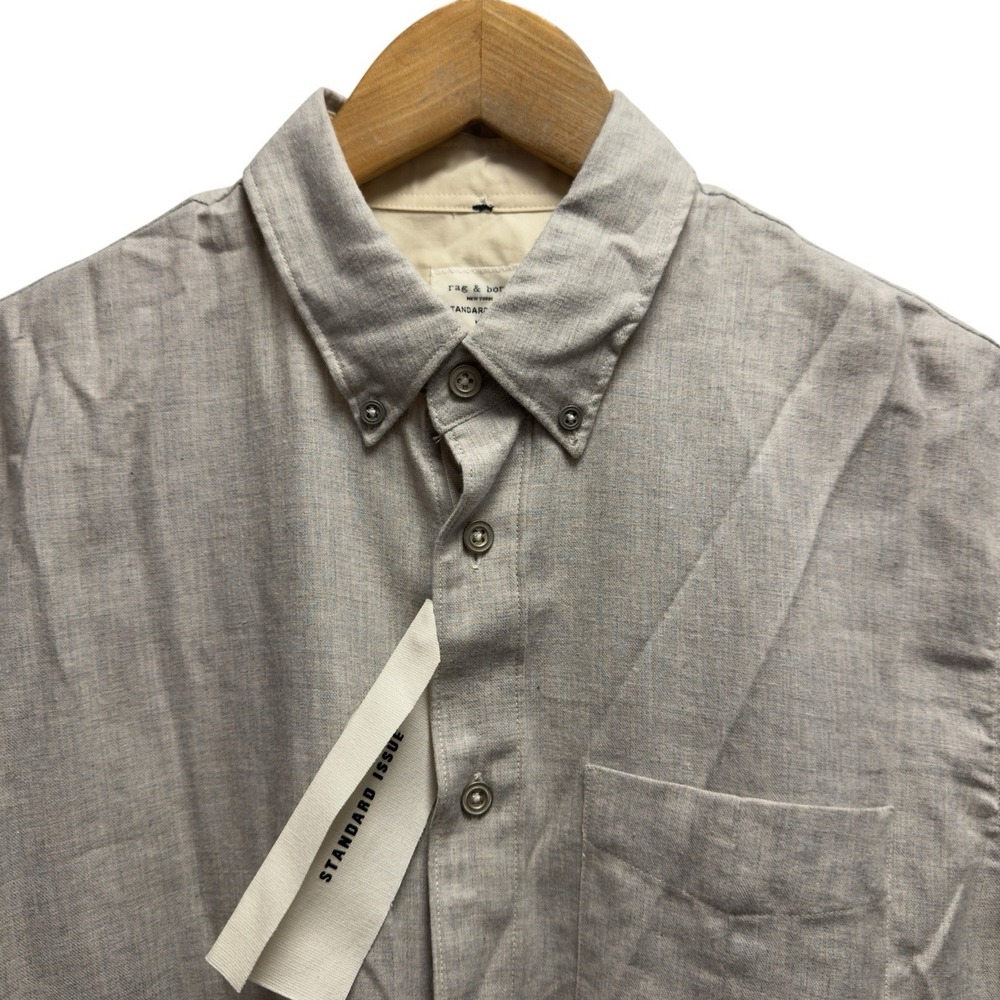Rag & Bone Standard Issue NEW Men's Size Medium Oatmeal Button Down Cotton Shirt